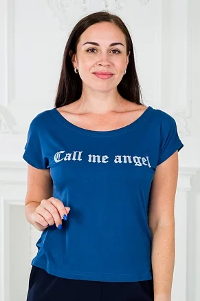 Футболка женская Лирика Call me angel / индиго