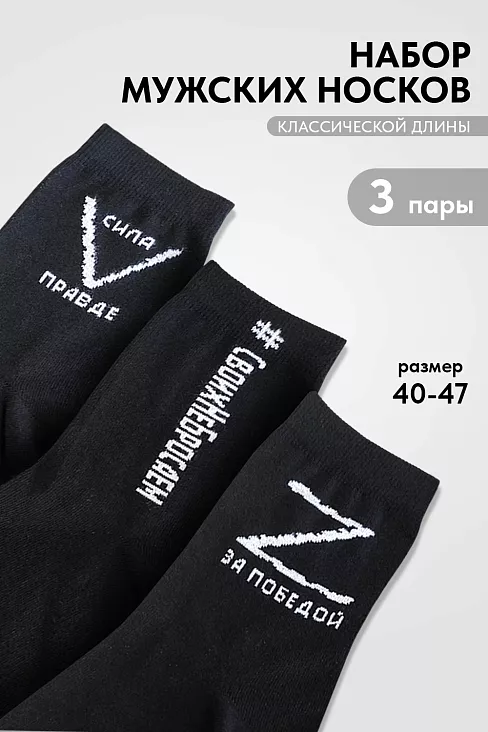 Носки мужские стандарт Защитник (набор 3 пары) / черный
