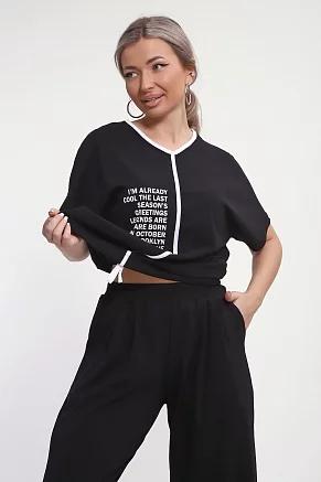 Женский костюм с брюками 85038 / черный