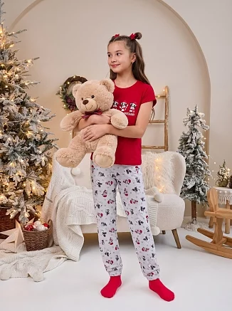 Детский костюм с брюками для девочки Северная сказка-1.1 / красный