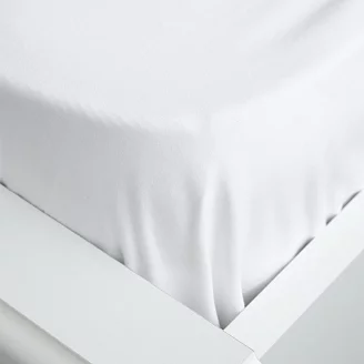 Простыня на резинке сатин "Soft Silver" / Альпийский снег