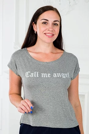 Футболка женская Лирика Call me angel / Серый меланж