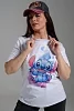 Женская футболка 8557 / белый+стич №15
