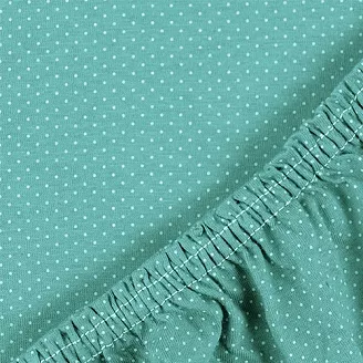 Простыня детская на резинке трикотаж / Горошек на зеленом