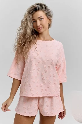 Женский костюм с шортами 37043 / персиковый
