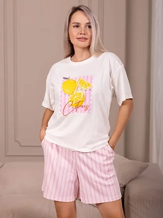 Женский костюм с шортами мод.2227/1 / Розовый