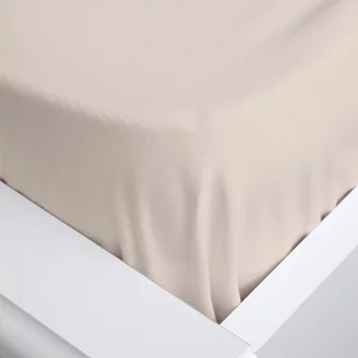 Простыня на резинке сатин "Soft Silver" / Песчаный берег