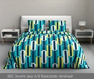 Постельное белье бязь Ф-ка Красная талка / рис. 380 Эллипс бирюзово-зеленый