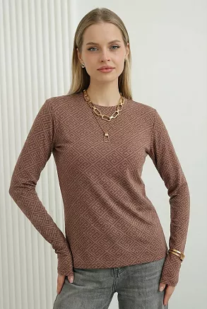 Женский лонгслив 14507 / коричневый