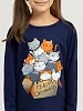 Детский лонгслив "Коты в коробке" / Синий арт. дк143с №3