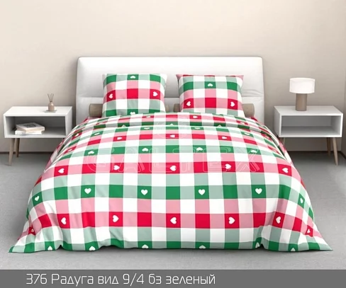 Постельное белье бязь Ф-ка Красная талка / рис. 376 Радуга зеленый