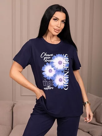 Женский костюм с брюками мод.2268 / Синий