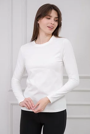 Лонгслив женский из кулирки с лайкрой / молоко макси