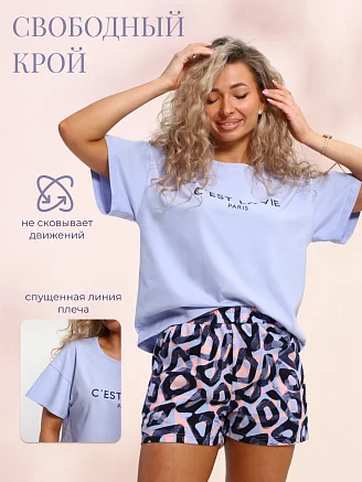 Женская пижама с шортами Вивьен / Сиреневый