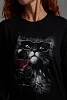 Женский лонгслив 8541 / черный+кот с красным №5