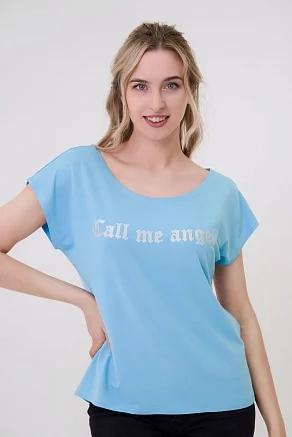 Футболка женская Лирика Call me angel / Бледно-голубой