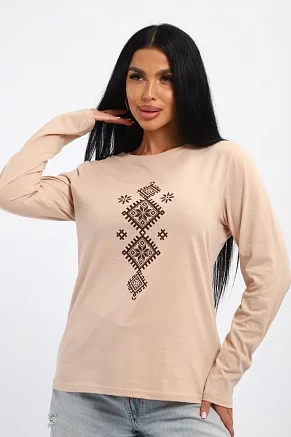 Женский лонгслив 85690 / бежевый