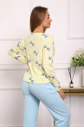 Женский костюм с брюками 88405 / желтый, стрекозы