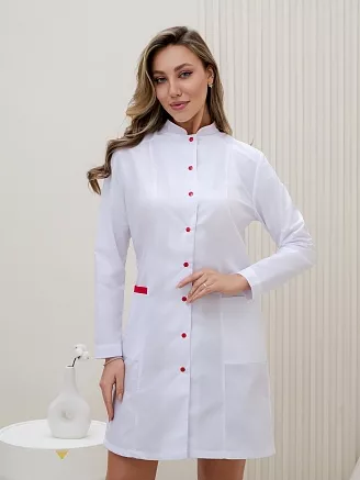Халат медицинский женский М-051 Тиси / белый/красный
