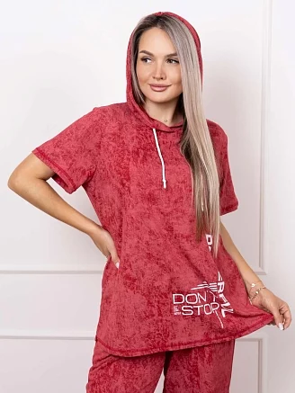 Женский костюм с брюками мод.2174/2 / Бордовый