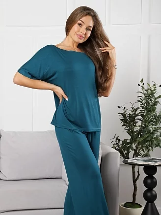 Женский костюм с брюками 02ТМ / Изумрудный