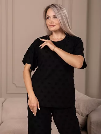 Женский костюм с брюками мод.2242 / Черный