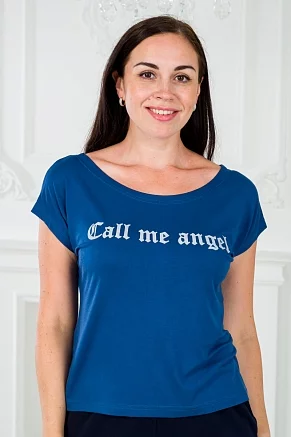 Футболка женская Лирика Call me angel / индиго