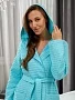 Женский вафельный халат с капюшоном PandaHug Ornella / голубой