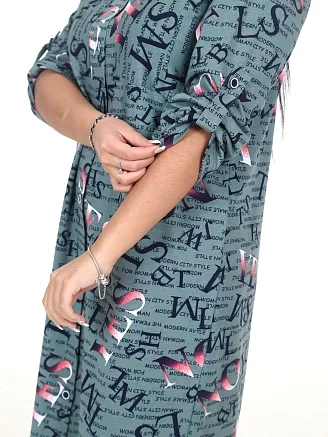 Женская туника Миди ТК-25 / Буквы, перелив хаки
