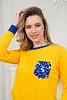 Костюм женский (джемпер из кулирки и брюки из футера) Контраст / Белые единороги желтый №6