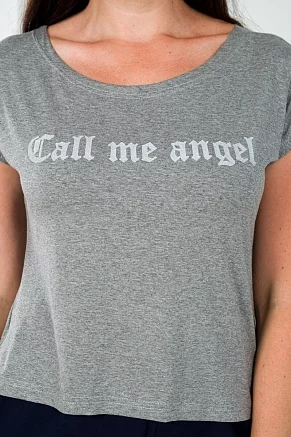 Футболка женская Лирика Call me angel / Серый меланж