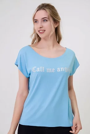 Футболка женская Лирика Call me angel / Бледно-голубой