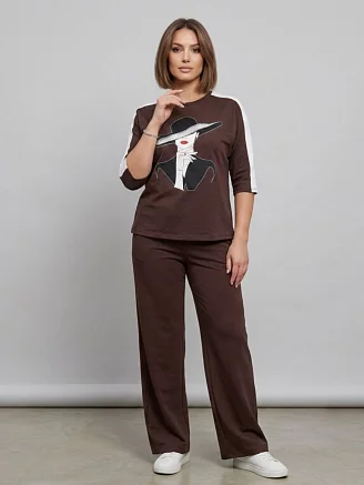 Женский костюм с брюками 52733 / коричневый