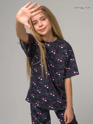 Детский костюм с брюками Daily girl / варенка трио сердец