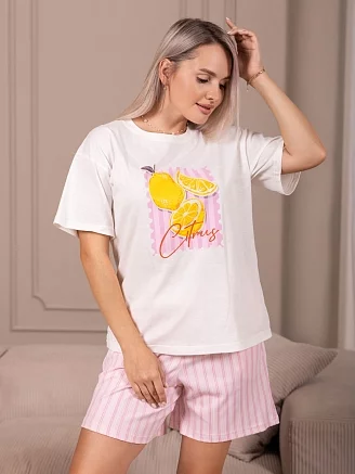 Женский костюм с шортами мод.2227/1 / Розовый
