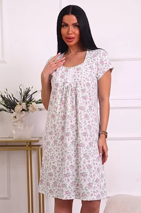 Женская ночная сорочка 29576 / цветочки на розовом