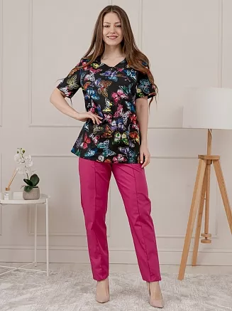 Костюм медицинский женский М-180П Тиси / N5 малина