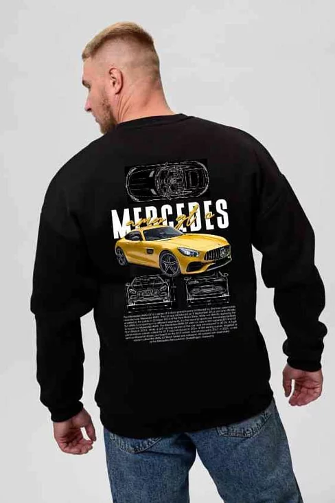 Мужской свитшот 8559 / черный+мерседес