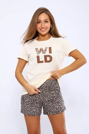 Женская пижама с шортами 85909 / коричневый