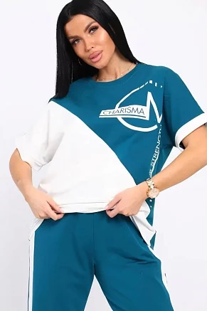 Женский костюм с брюками 35345 / петроль