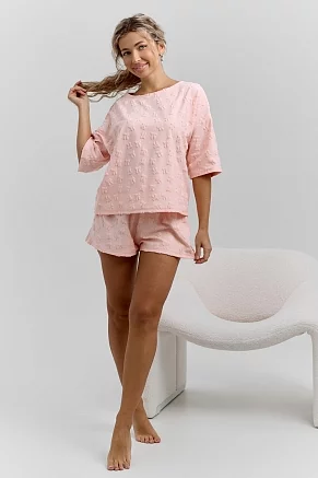 Женский костюм с шортами 37043 / персиковый