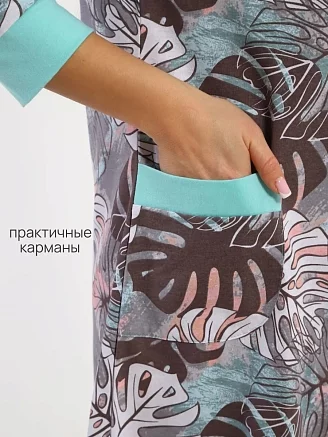 Женский халат на молнии С-006 / Папоротник