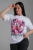 Футболка женская 8551 / белый+позитив №9