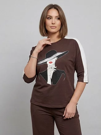 Женский костюм с брюками 52733 / коричневый