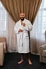 Мужской махровый халат без капюшона / белый №2