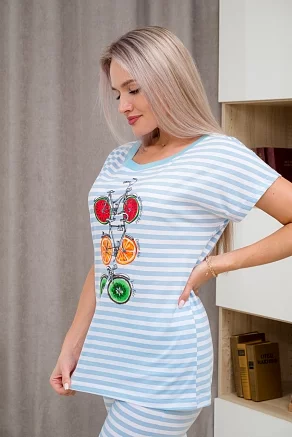 Пижама женская Fruits&bikes / голубой