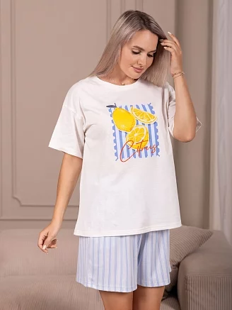 Женский костюм с шортами мод.2227 / Голубой