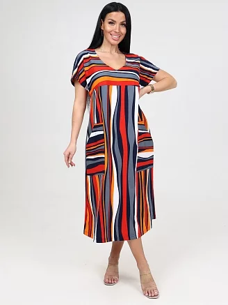 Женское платье Ассоль-2 ПлК-1509 / Полоса, волна красная