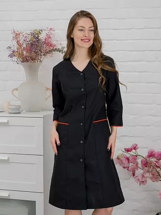 Халат медицинский женский М-038 Тиси / черный/красный
