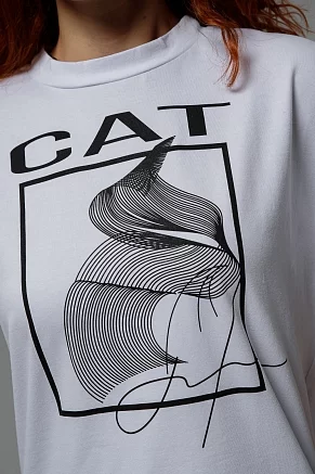 Женская футболка 8506/1 / белый+Кэт/CAT